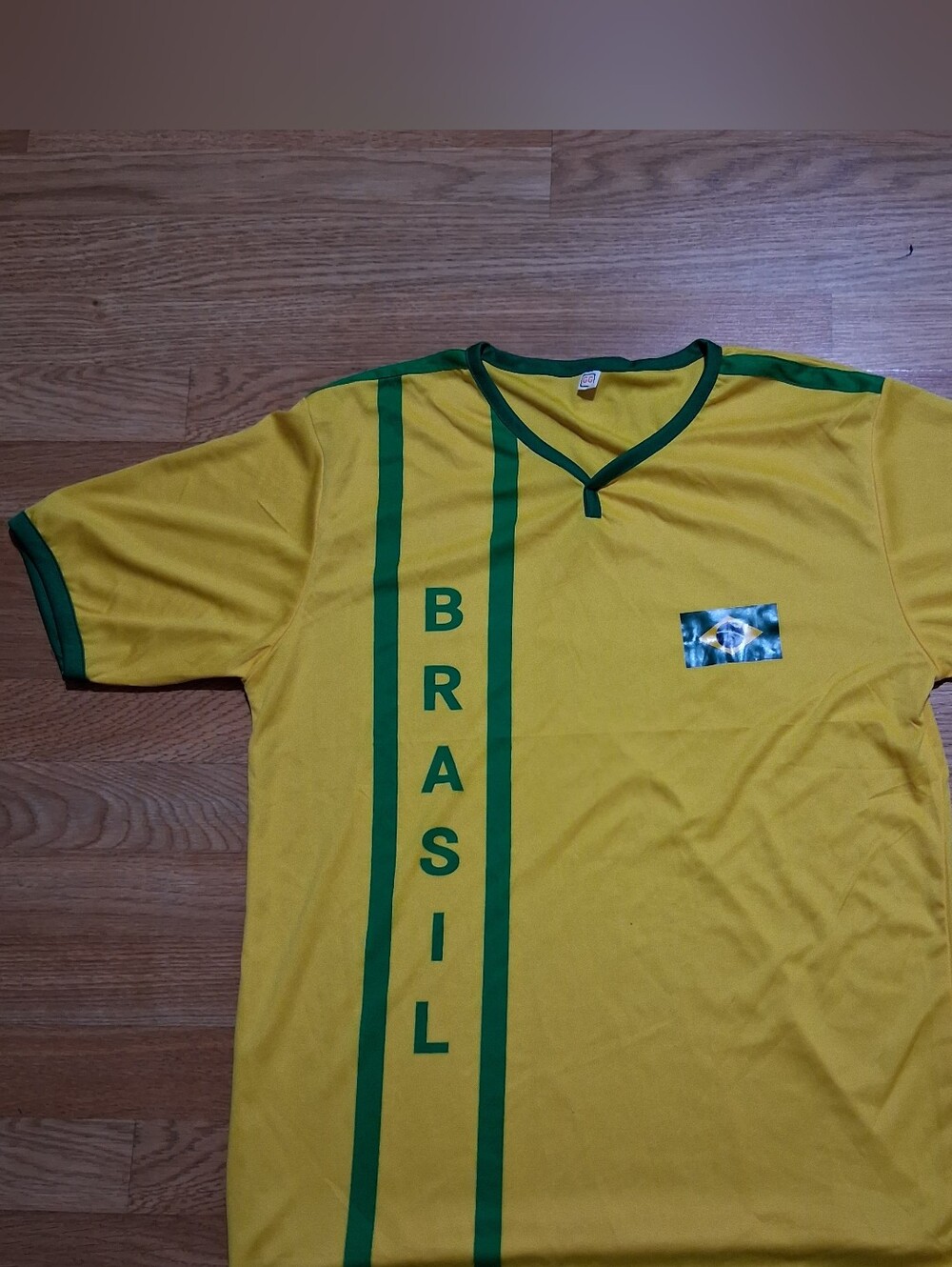 Men's Yellow & Green Brasil V-Neck Soccer Jersey